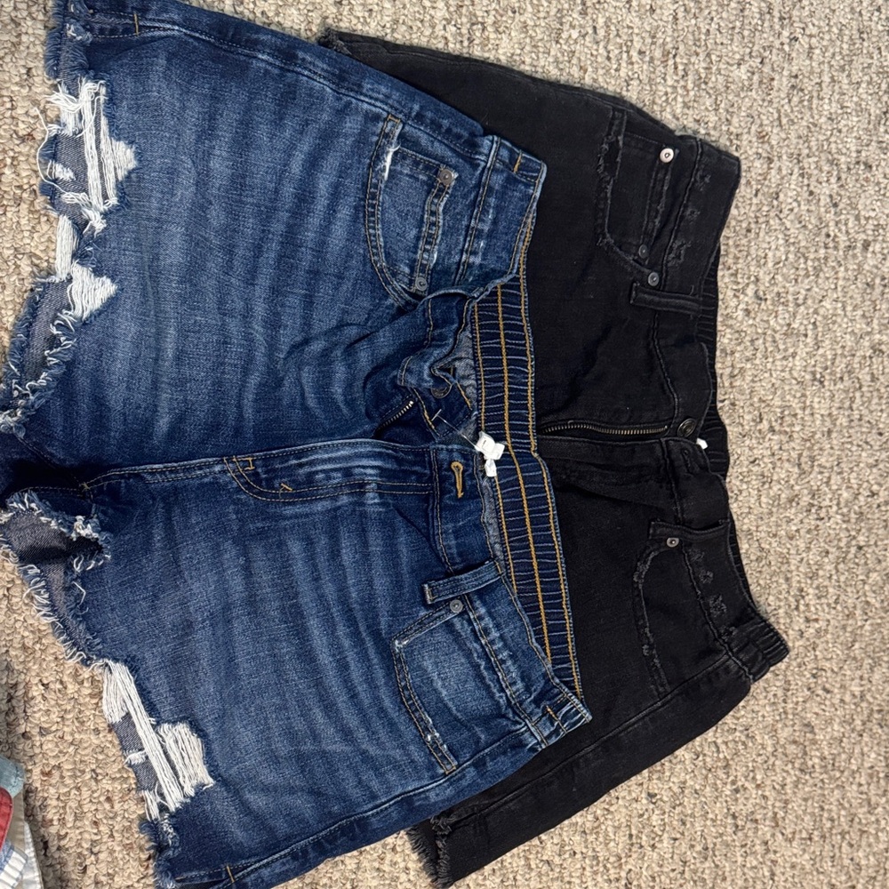 Aerie Blue and Black Jean Shorts